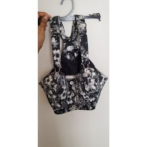 Floral Black & White Button Bralette